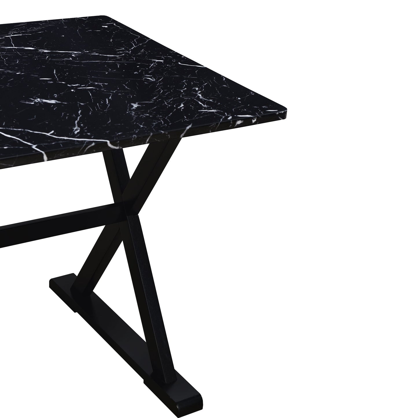 Solid Wood Faux Marble Tabletop set