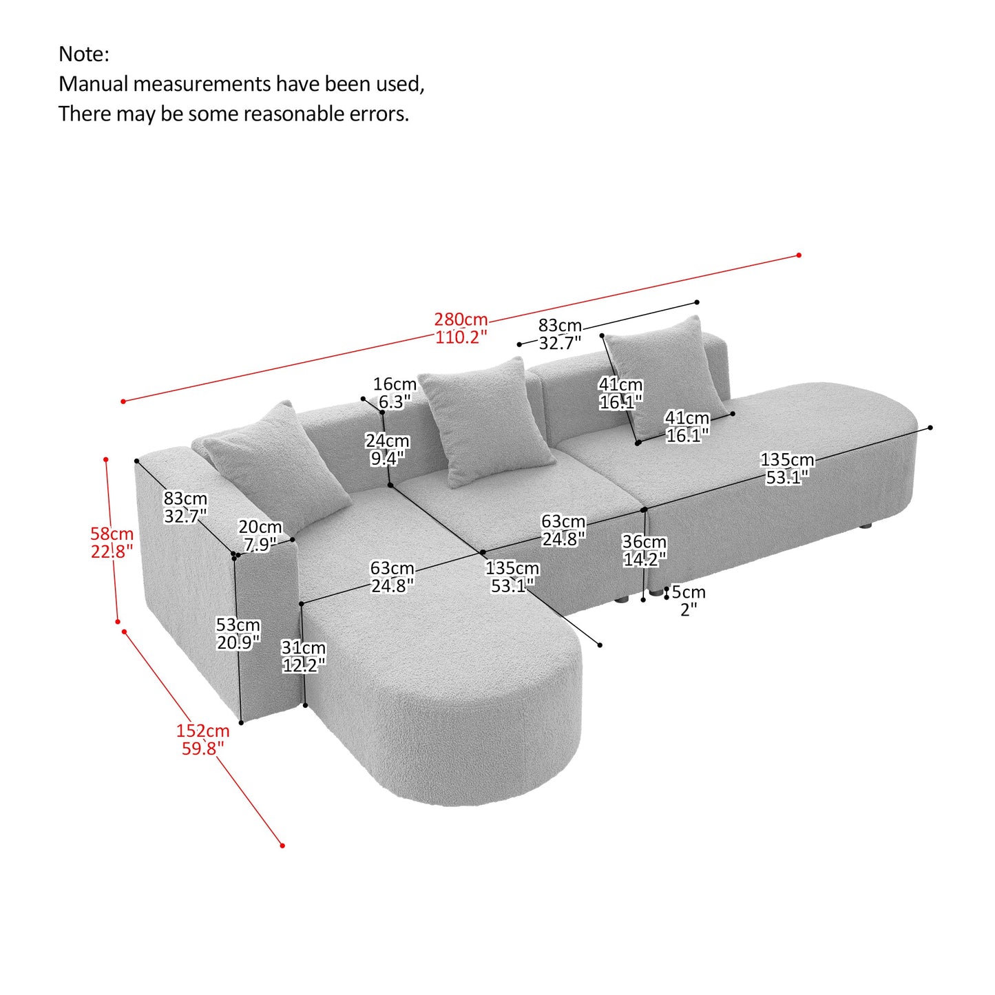 Curved modern sectional sofa