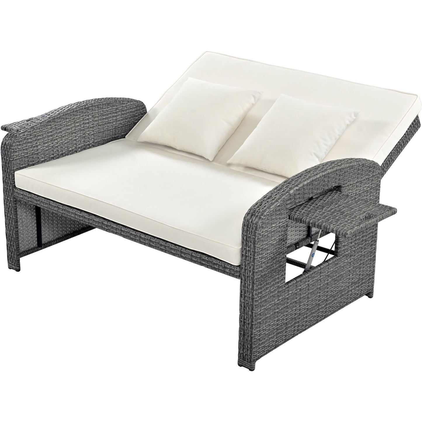 PE Wicker Rattan Double Chaise Lounge