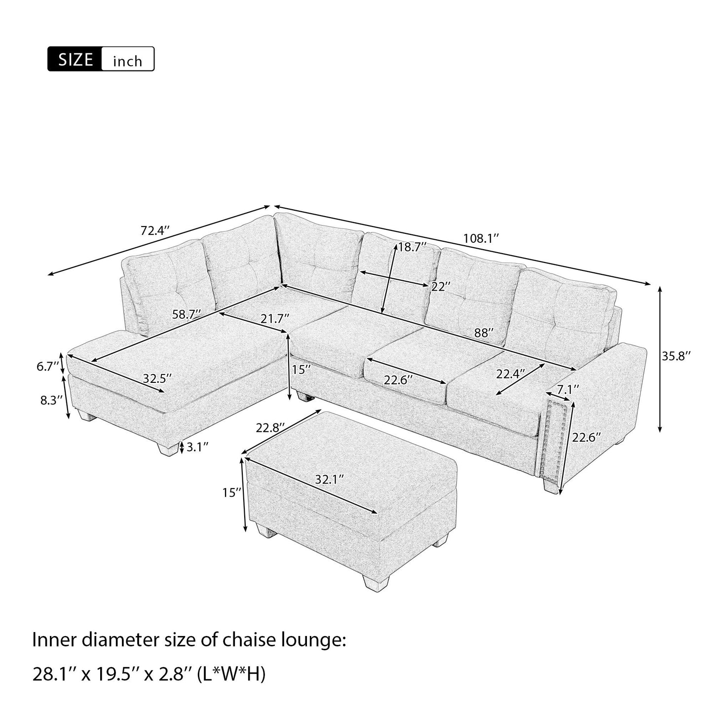 Reversible Sectional Sofa