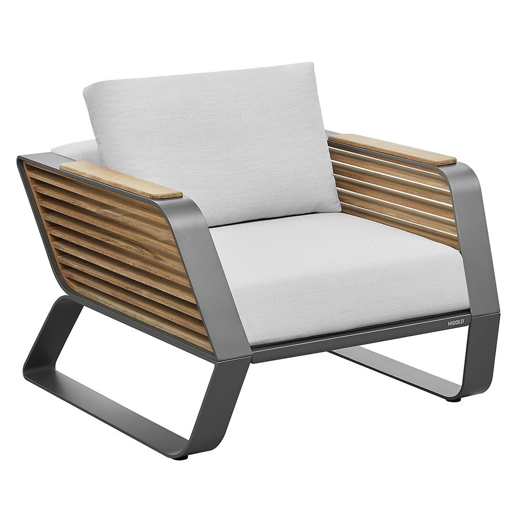 Wing Aluminum Teak Patio Sofa