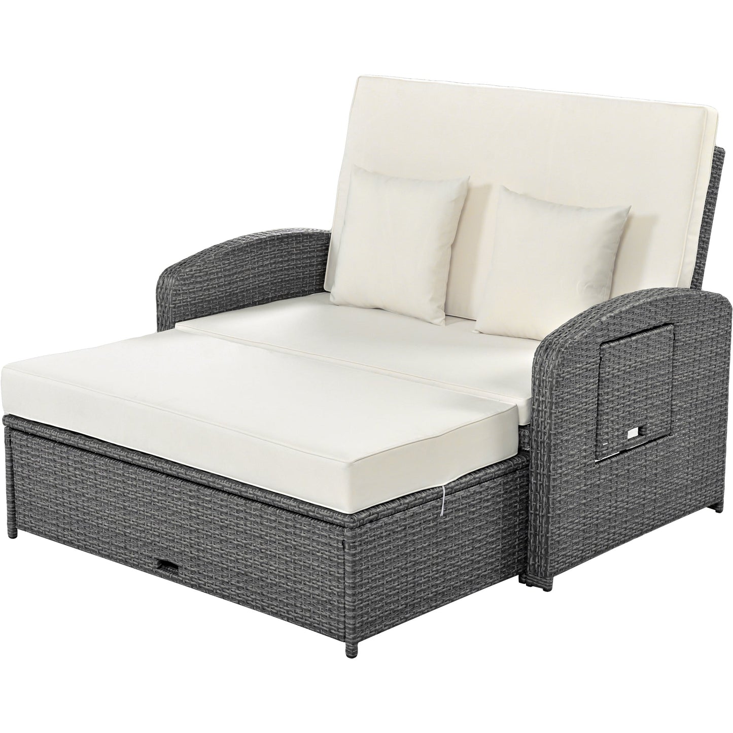 PE Wicker Rattan Double Chaise Lounge