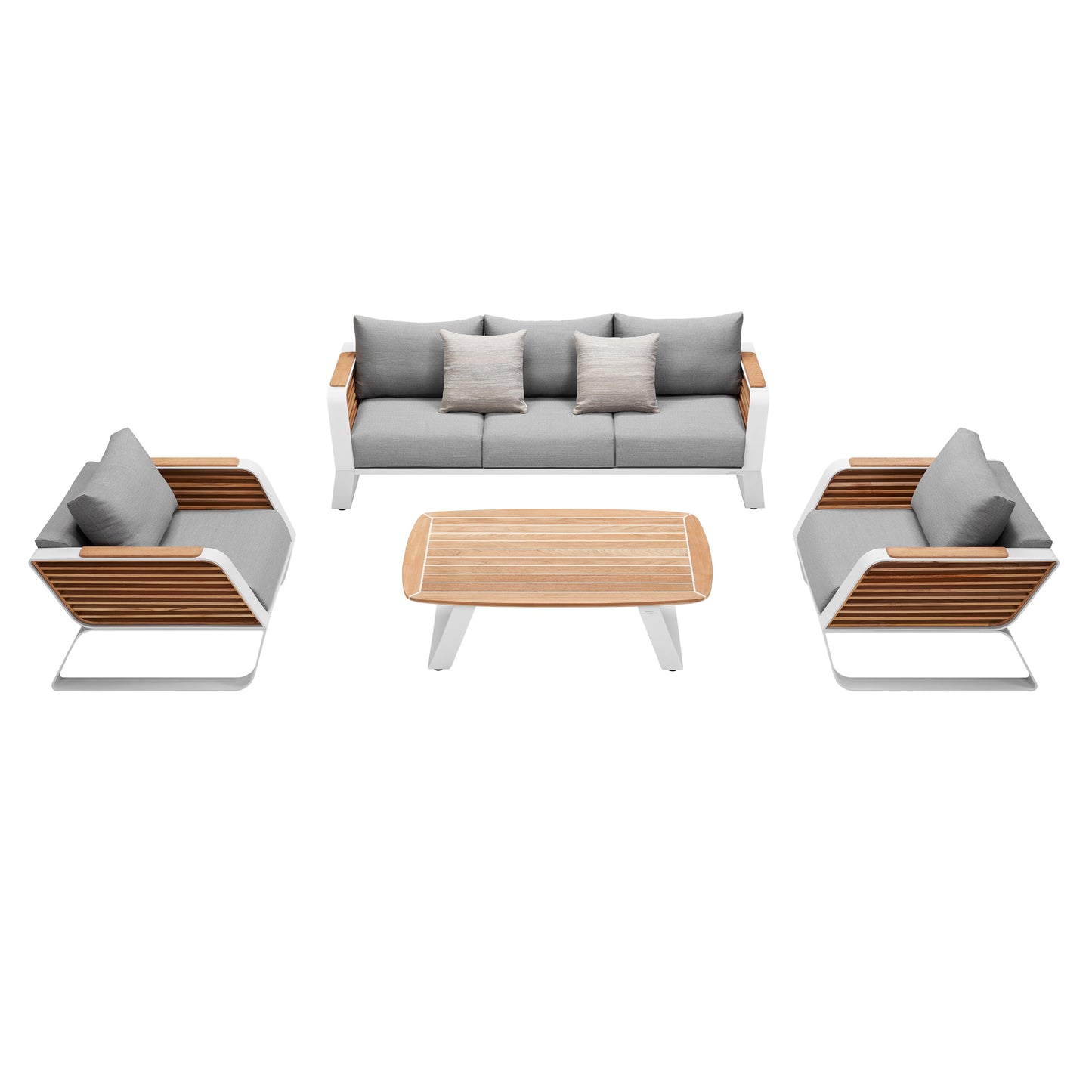 Wing Aluminum Teak Patio Sofa