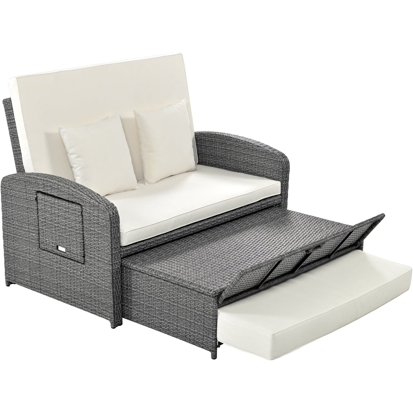 PE Wicker Rattan Double Chaise Lounge