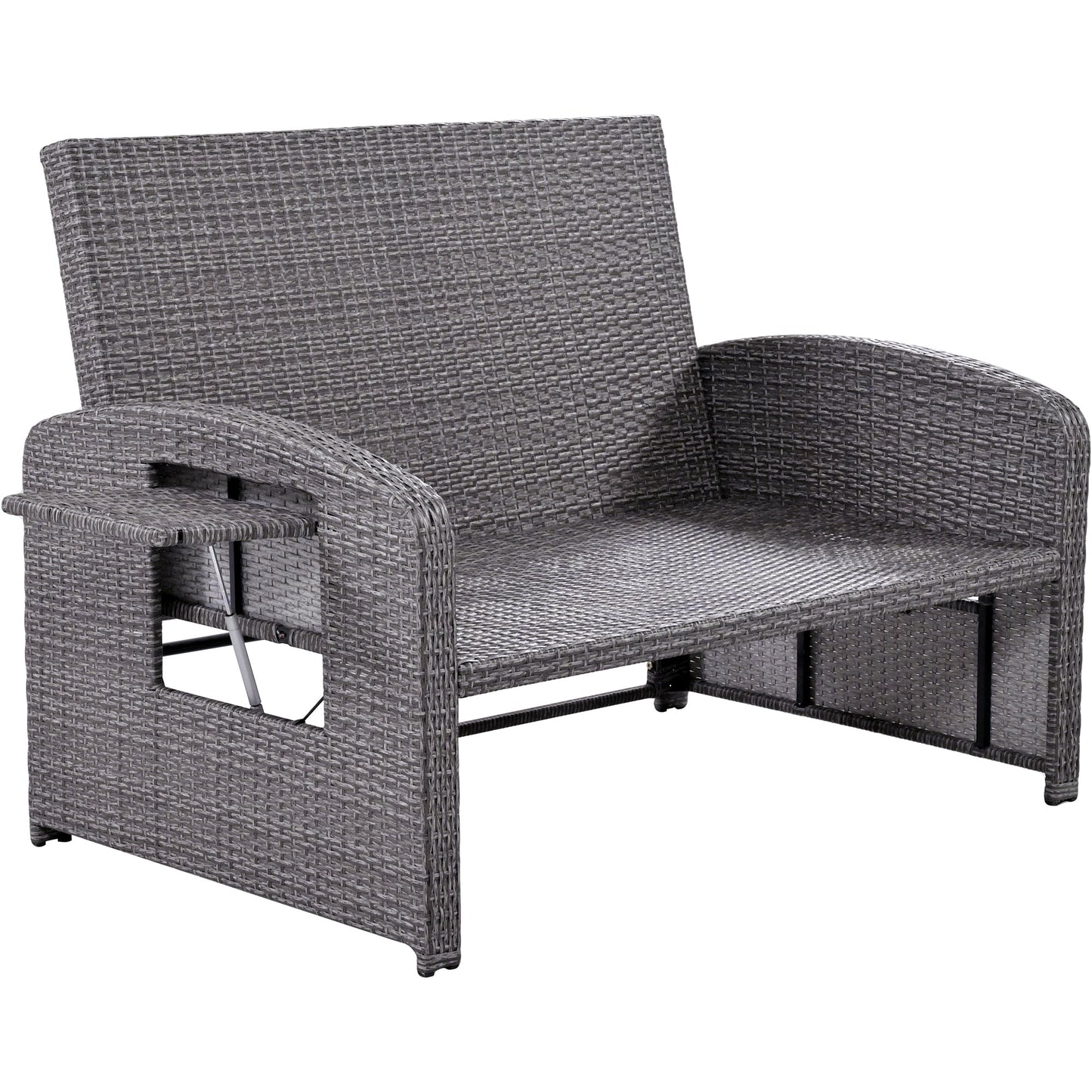 PE Wicker Rattan Double Chaise Lounge