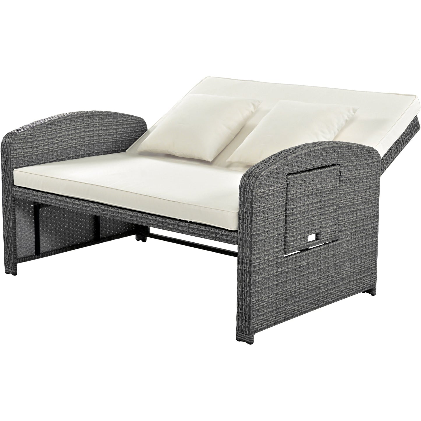 PE Wicker Rattan Double Chaise Lounge