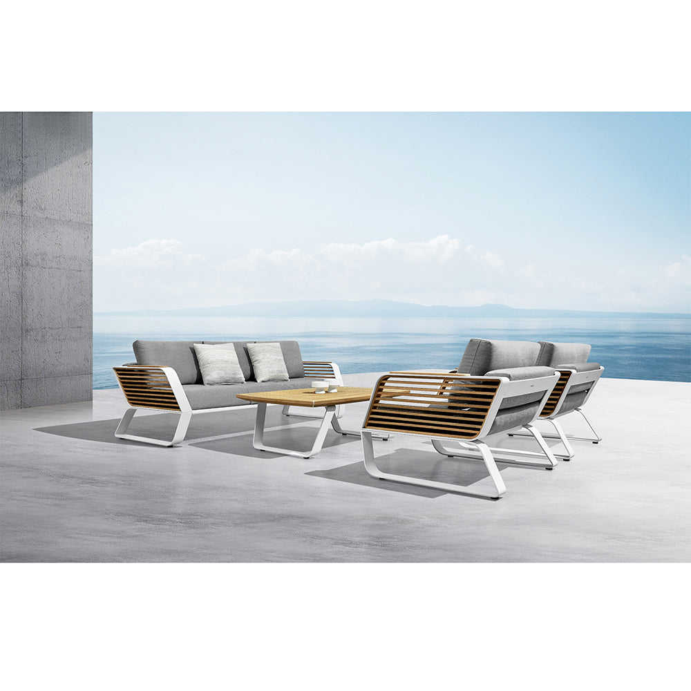 Wing Aluminum Teak Patio Sofa