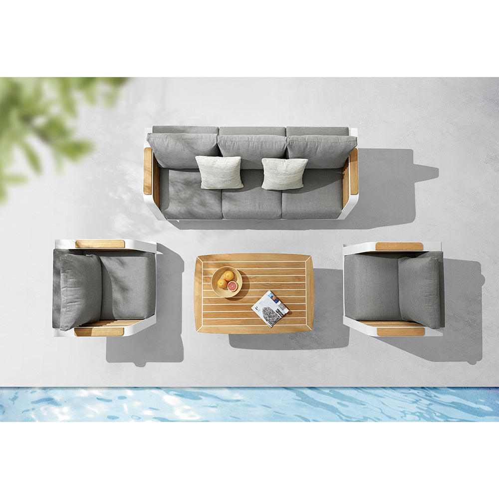 Wing Aluminum Teak Patio Sofa