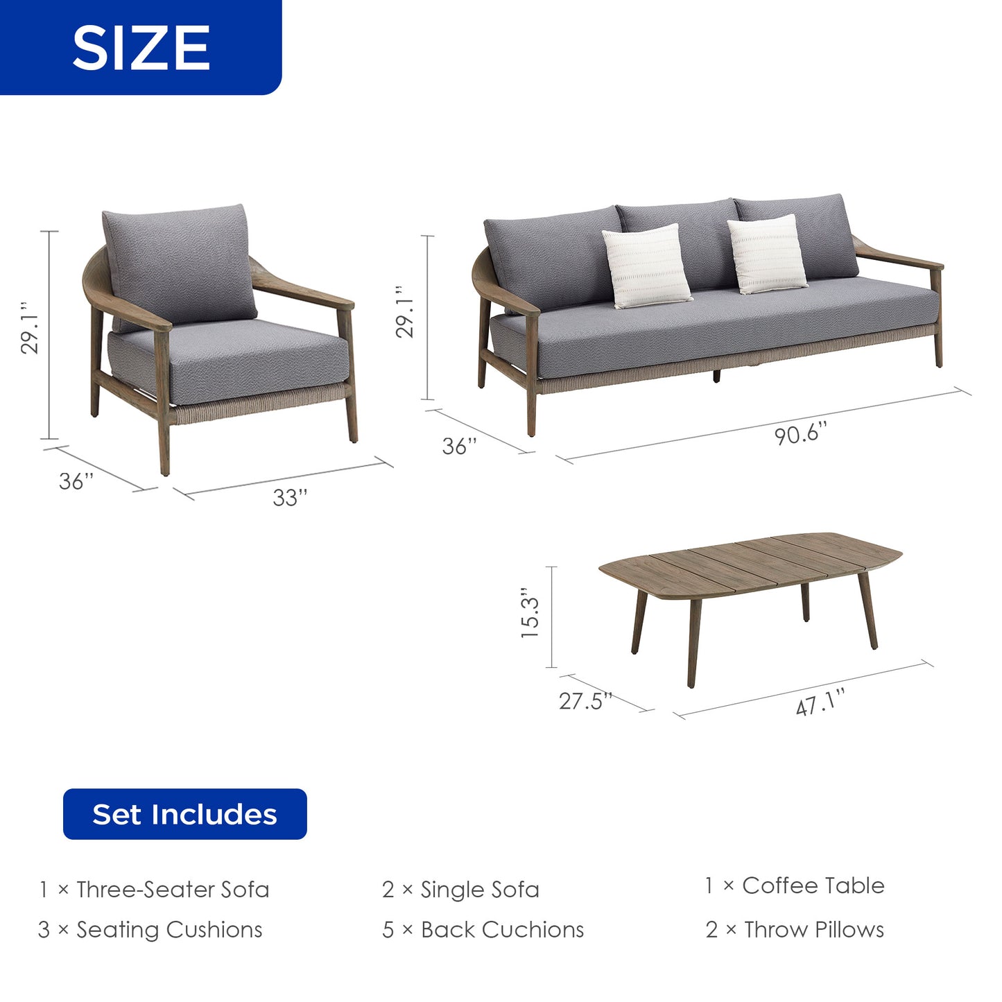 Outdoor 5-Seater Coversation Set